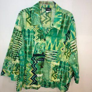 SOUTHERN LADY MULTICOLOR BUTTON BLOUSE SHIRT 26W GUNMETAL BUTTONS